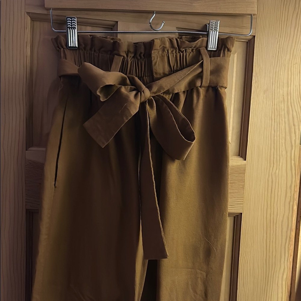 J crew 00 Brown High-Waisted Point Sur paperbag pant